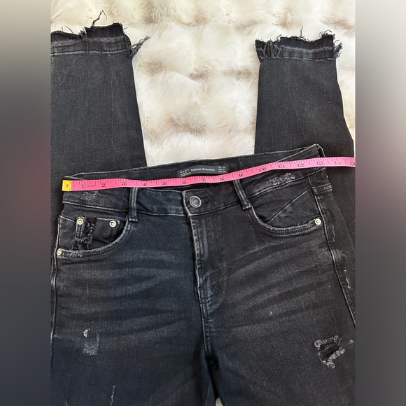 Zara black washed denim Trafaluc denimwear raw hem size 4 - Picture 9 of 13